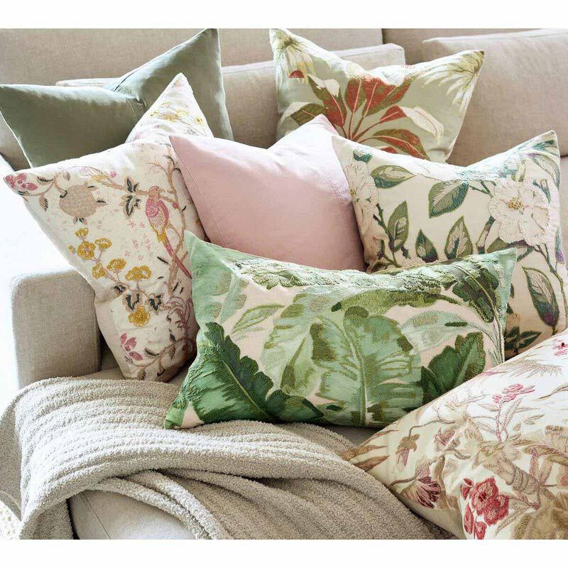 Pottery Barn Vintage Islands Tropical Scenic Emb Cushion Cover 56cm Ivory image number 2